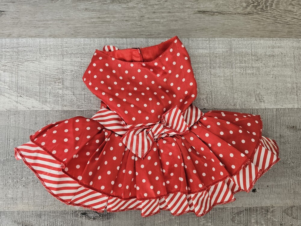 Build a Bear Red Polka Dotted Candy Cane Dress Retired Christmas #26
